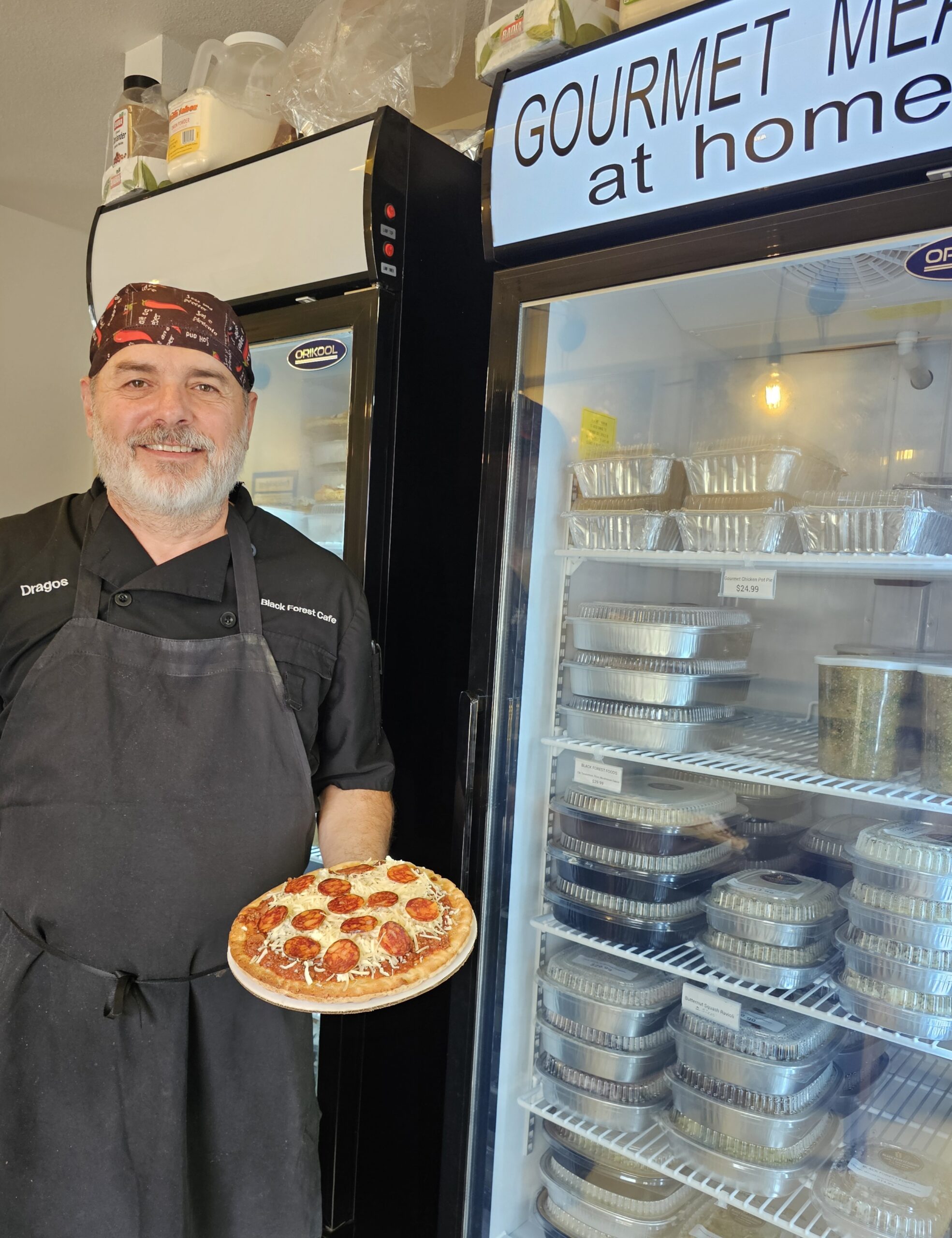 Dragos with homemade pizza